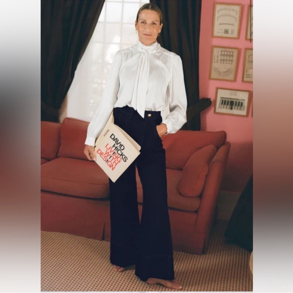 Tuckernuck x India Hicks Palladian Wide Leg Jeans 4 NWT High Rise Dark Wash - Picture 11 of 13